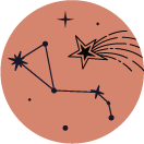Circle vector icon with connecting stars symbolising guidance by an online genuine astrologer in Pune